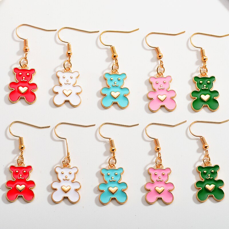 Cute Bear Charm Dangle Earrings - Earrings - Pretland | Spiritual Crystals & Jewelry