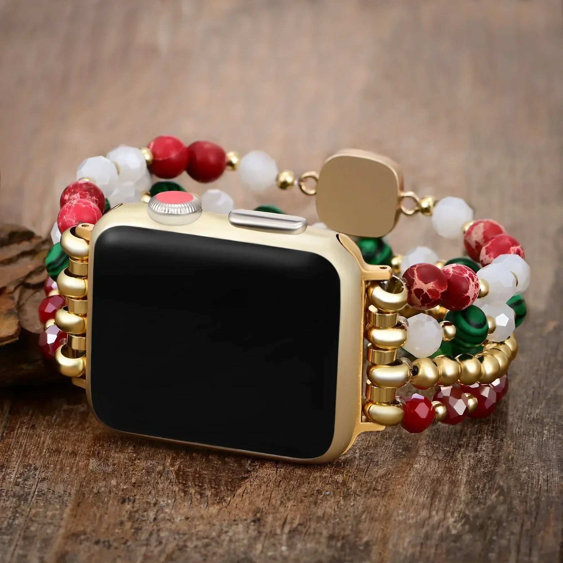 Christmas Design Square Pink Opal Watch Strap