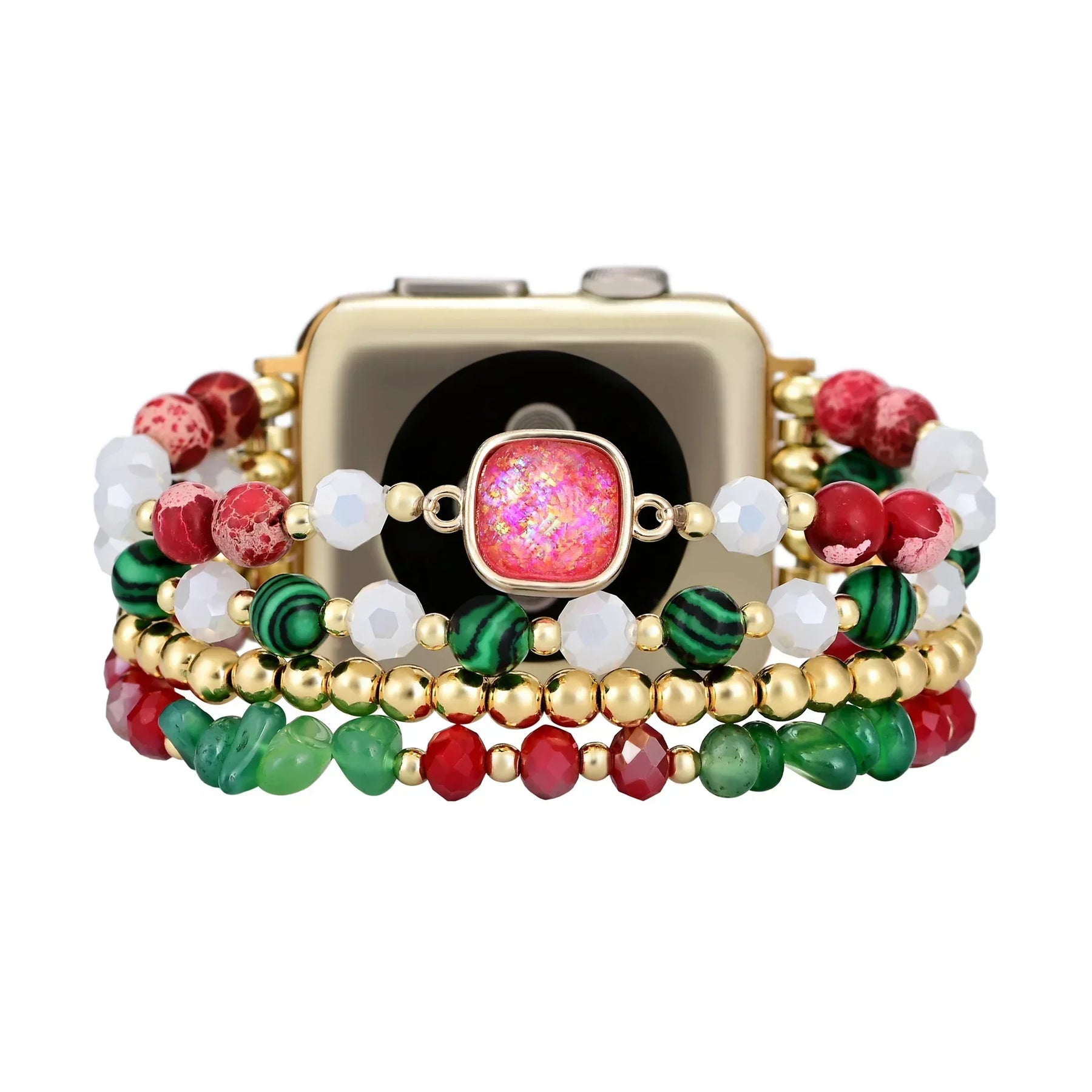 Christmas Design Square Pink Opal Watch Strap