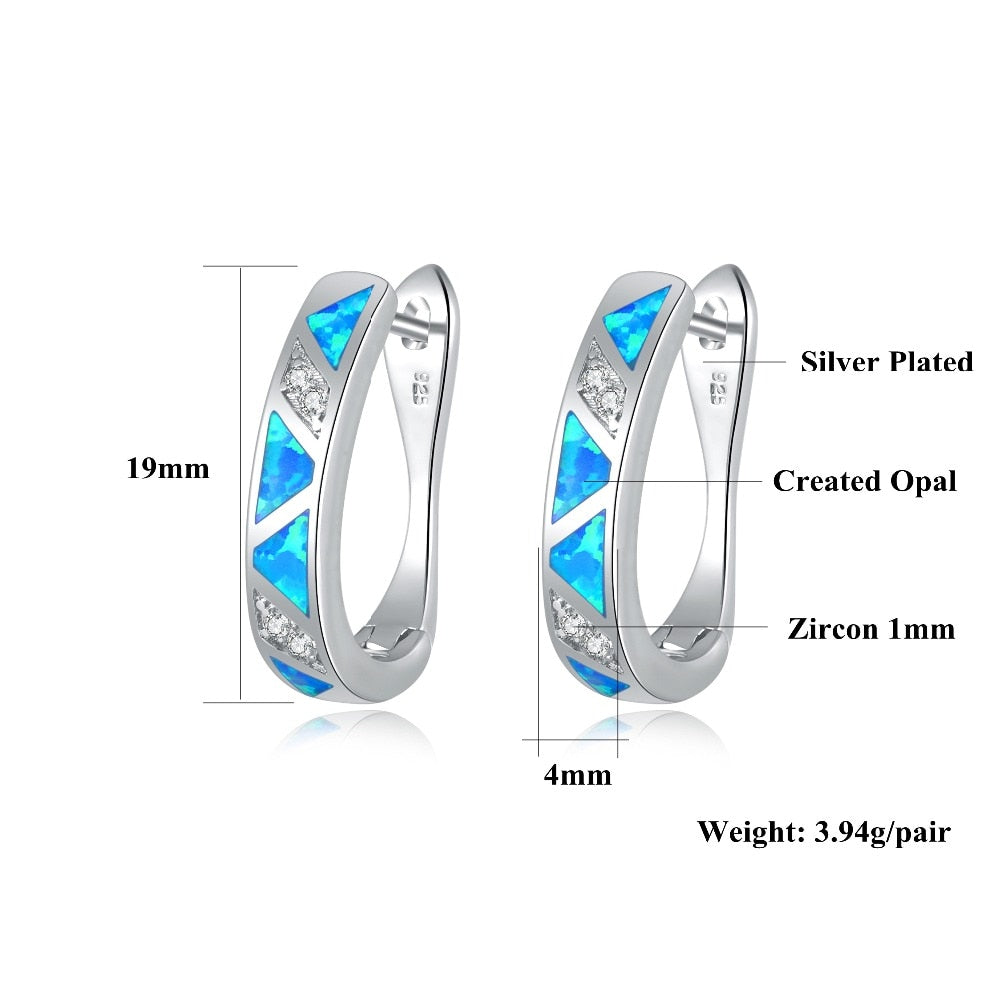 Spiritual Blue Fire Opal Sterling Silver Earrings - Earrings - Pretland | Spiritual Crystals & Jewelry