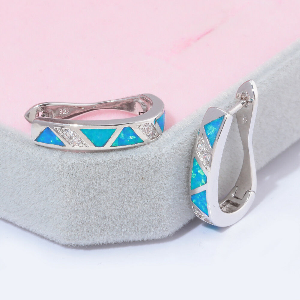 Spiritual Blue Fire Opal Sterling Silver Earrings - Earrings - Pretland | Spiritual Crystals & Jewelry