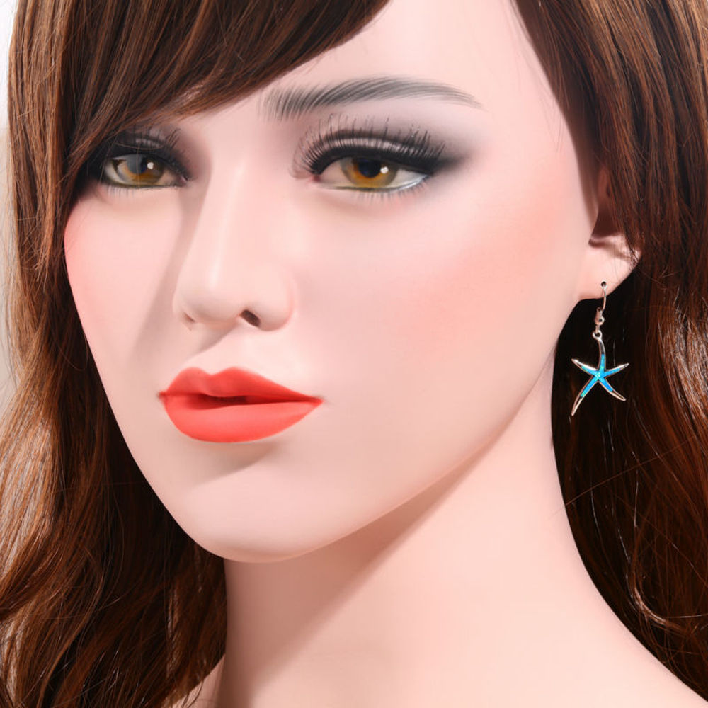 Spiritual Fire Opal Silver Starfish Earrings - Earrings - Pretland | Spiritual Crystals & Jewelry