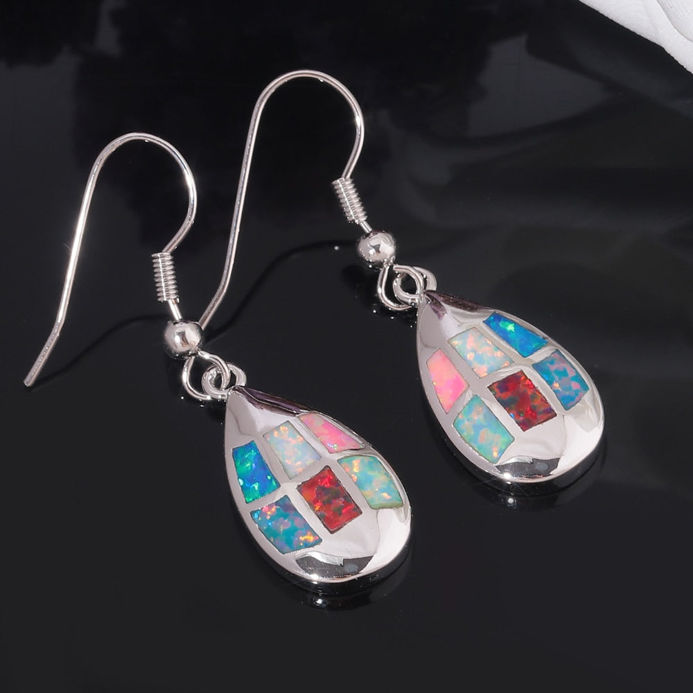 Spirit Fire Opal Silver Earrings - Earrings - Pretland | Spiritual Crystals & Jewelry