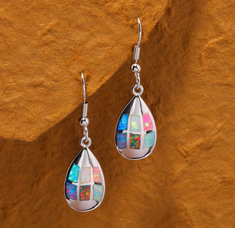 Spirit Fire Opal Silver Earrings - Earrings - Pretland | Spiritual Crystals & Jewelry