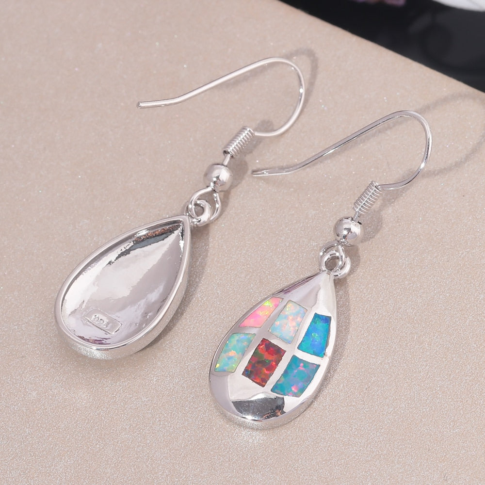 Spirit Fire Opal Silver Earrings - Earrings - Pretland | Spiritual Crystals & Jewelry