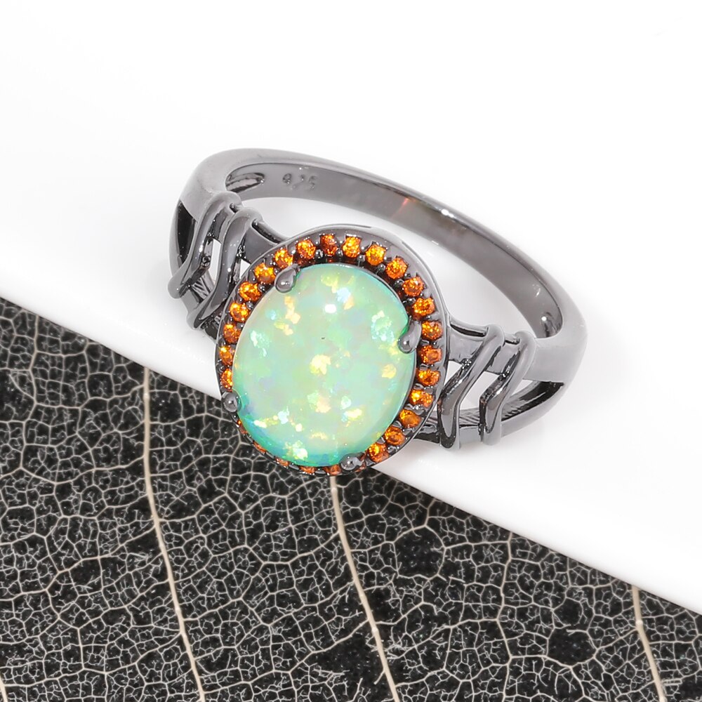 Helen Green Fire Opal Ring - Rings - Pretland | Spiritual Crystals & Jewelry