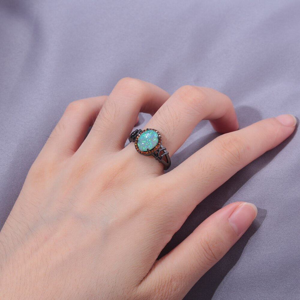 Helen Green Fire Opal Ring - Rings - Pretland | Spiritual Crystals & Jewelry
