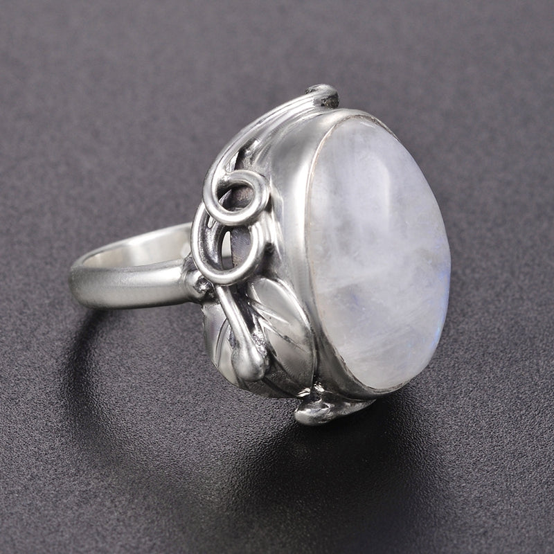 Spirit Moonstone Sterling Silver Ring - Rings - Pretland | Spiritual Crystals & Jewelry