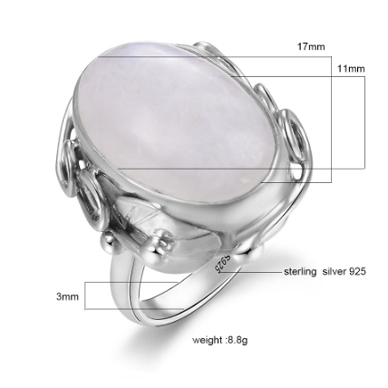 Spirit Moonstone Sterling Silver Ring - Rings - Pretland | Spiritual Crystals & Jewelry