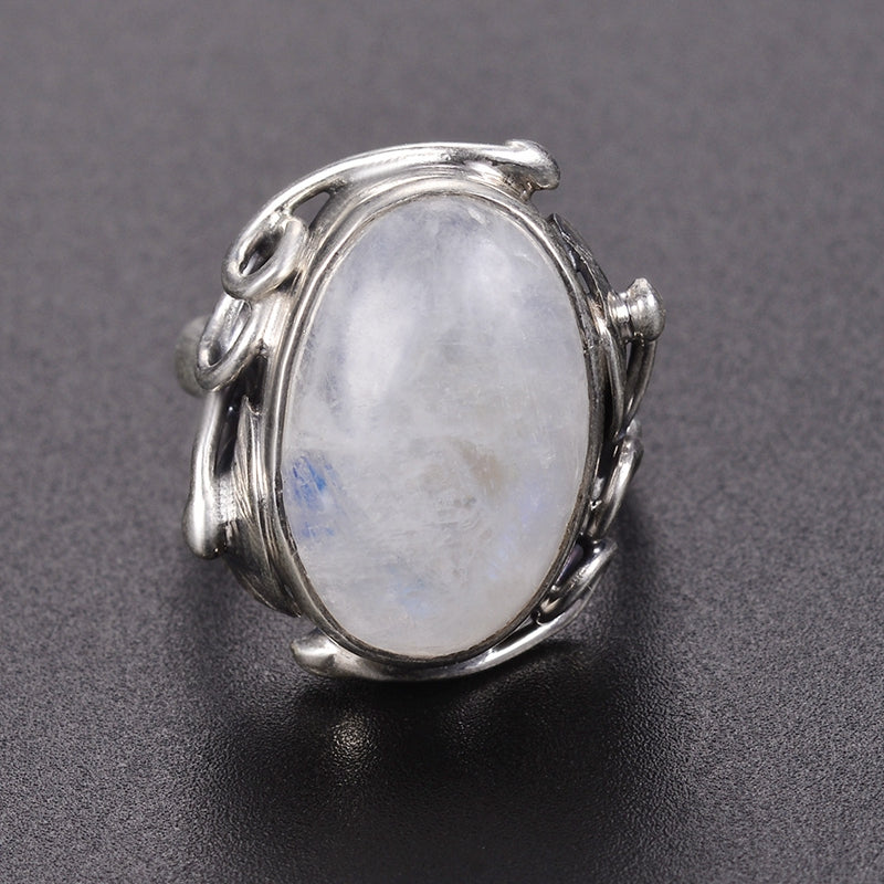 Spirit Moonstone Sterling Silver Ring - Rings - Pretland | Spiritual Crystals & Jewelry