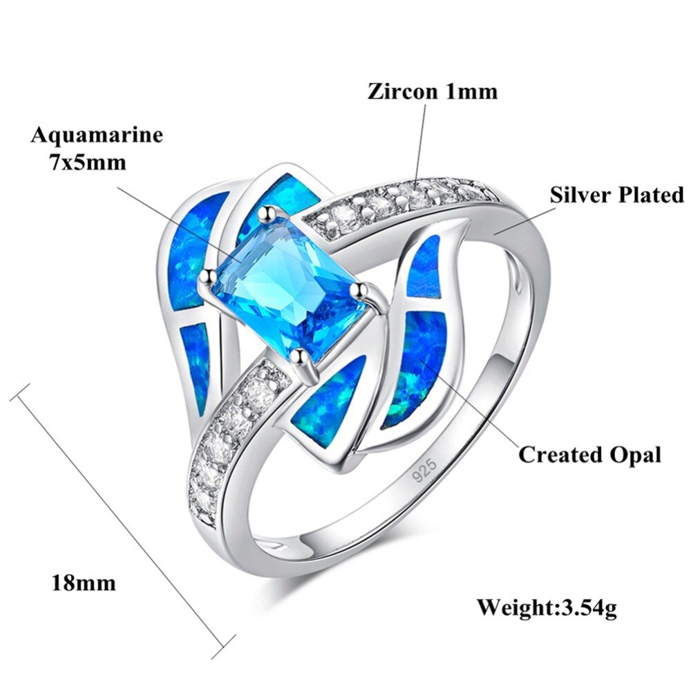 Spiritual Aquamarine Opal Silver Ring - Rings - Pretland | Spiritual Crystals & Jewelry
