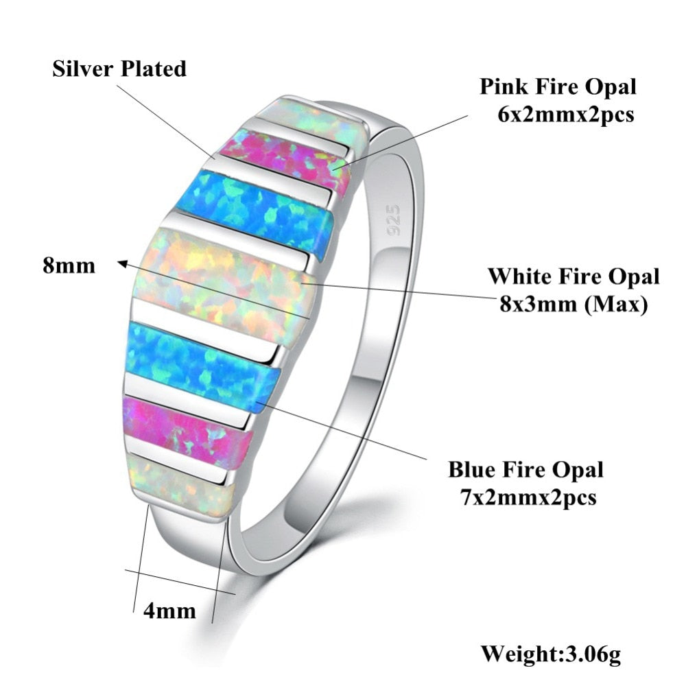 Spirit "Calming Night" Fire Opal Silver Ring - Rings - Pretland | Spiritual Crystals & Jewelry