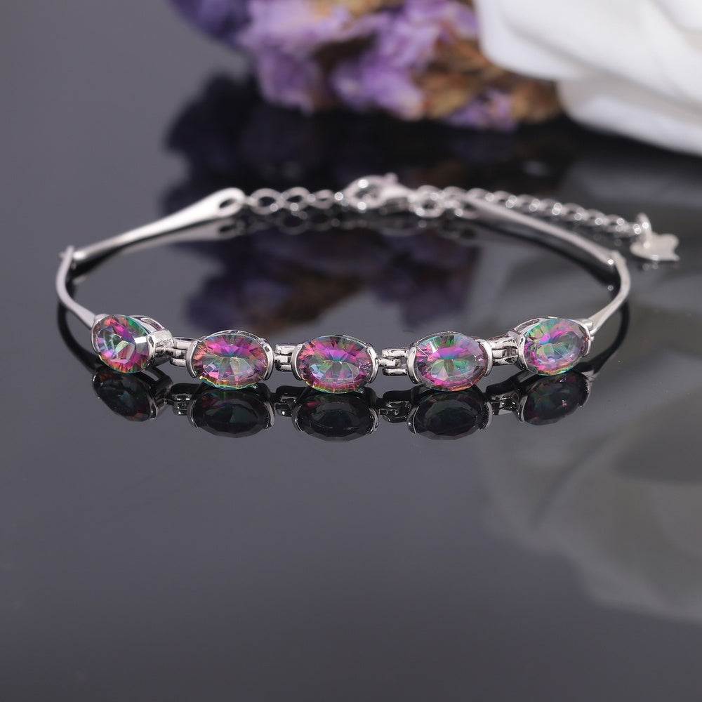 Rainbow Amethyst Sterling Silver Bracelet - Bracelets - Pretland | Spiritual Crystals & Jewelry