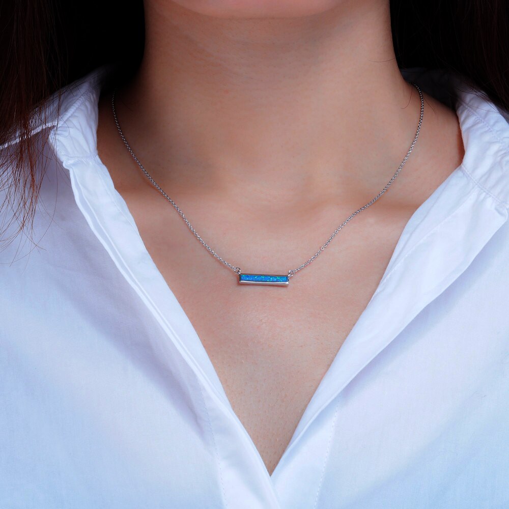 Rectangular Fire Opal Sterling Silver Necklace - Necklaces - Pretland | Spiritual Crystals & Jewelry