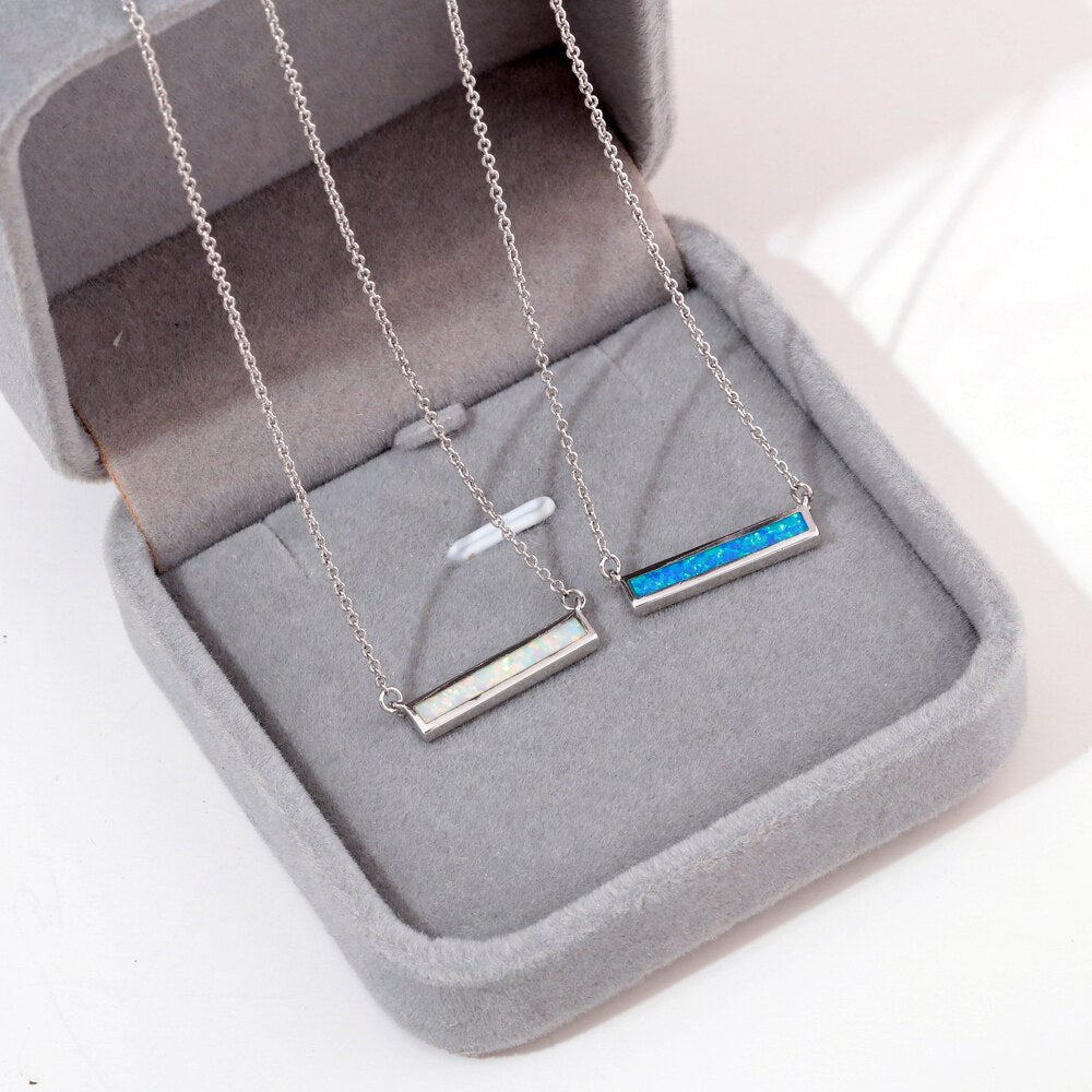 Rectangular Fire Opal Sterling Silver Necklace - Necklaces - Pretland | Spiritual Crystals & Jewelry