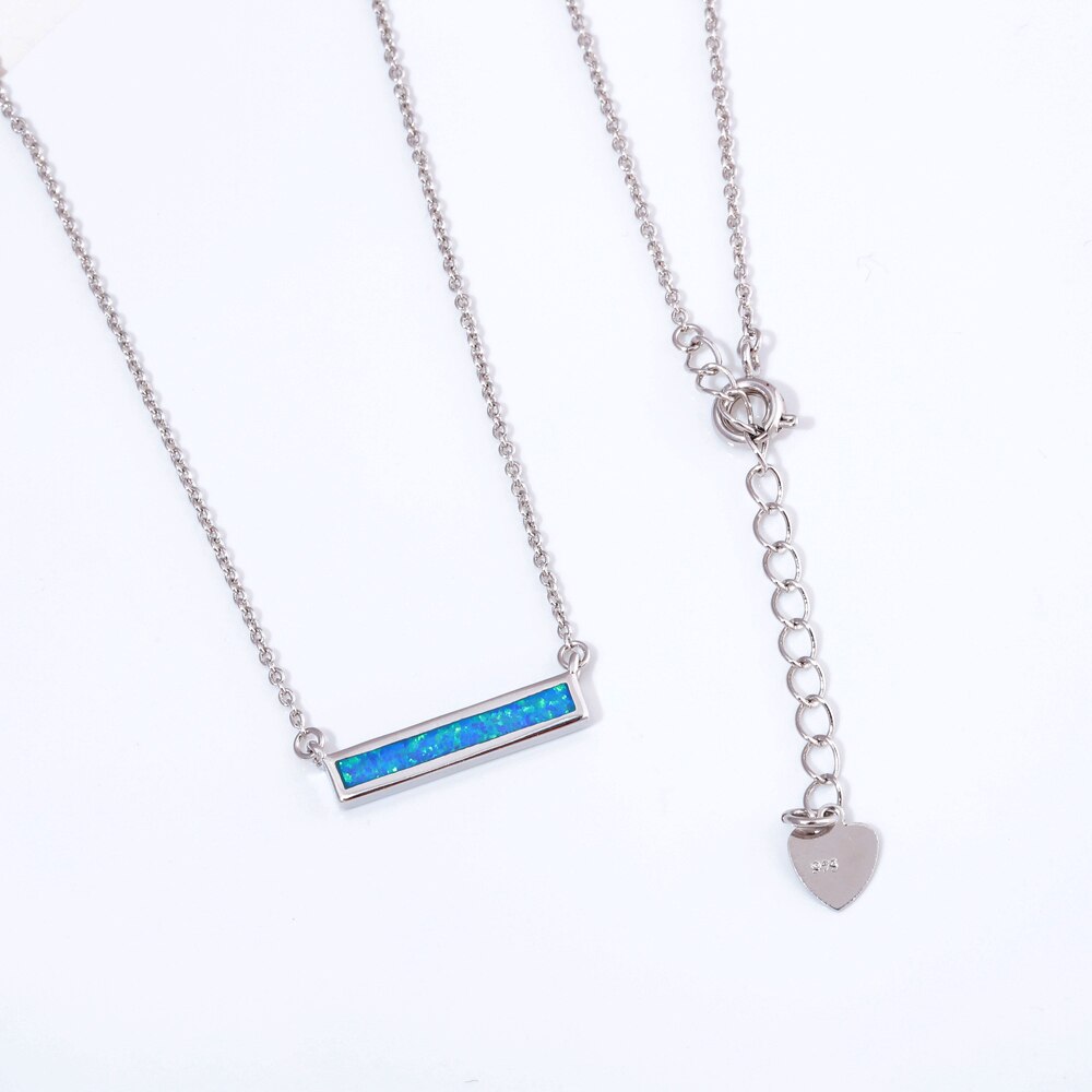 Rectangular Fire Opal Sterling Silver Necklace - Necklaces - Pretland | Spiritual Crystals & Jewelry