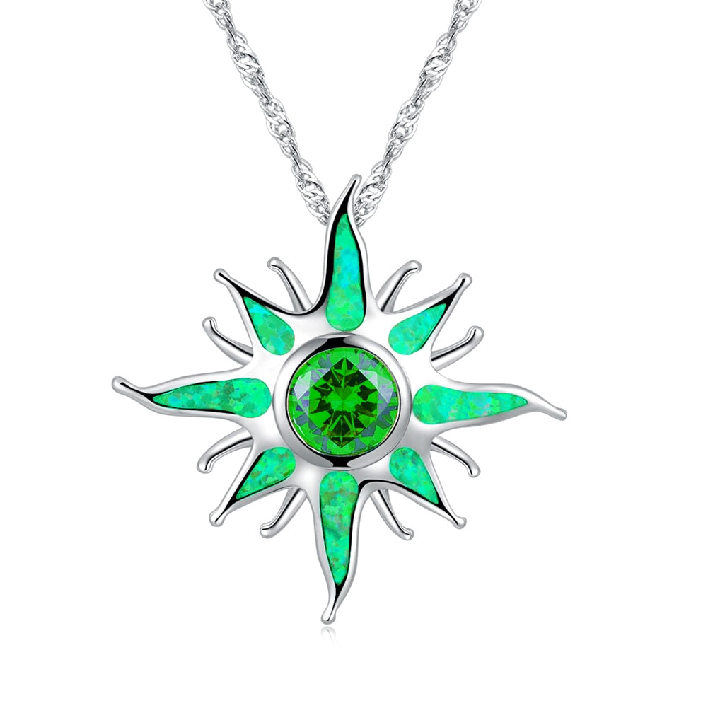 Star Green Opal Silver Necklace - Necklaces - Pretland | Spiritual Crystals & Jewelry