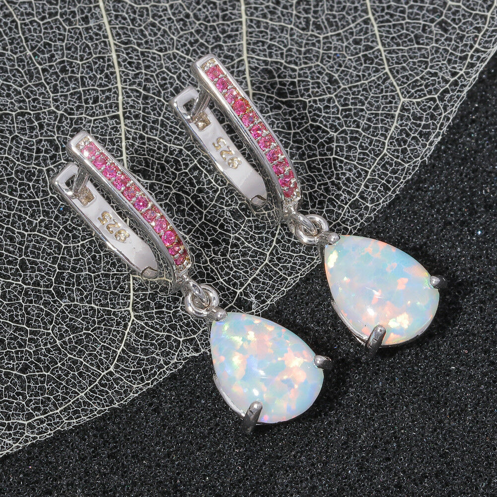 Green Opal Silver Earrings - Earrings - Pretland | Spiritual Crystals & Jewelry