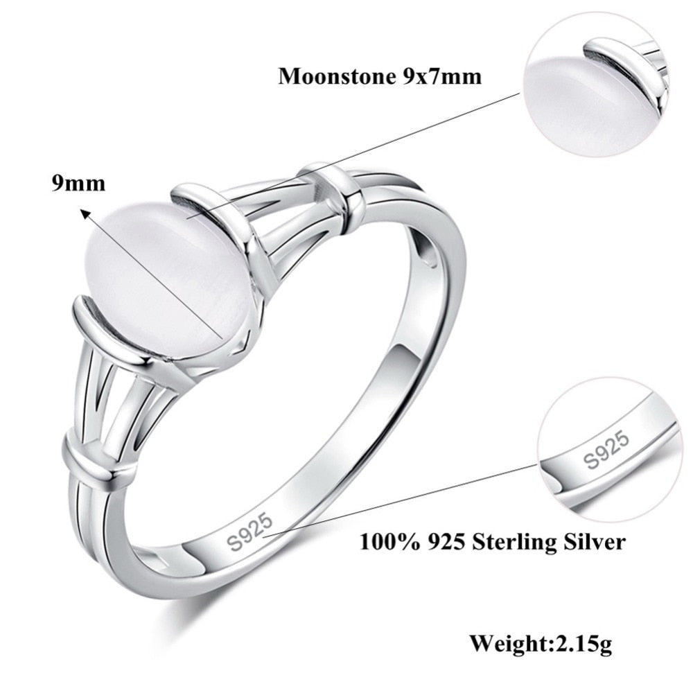 Dreamy Moonstone Sterling Silver Ring - Rings - Pretland | Spiritual Crystals & Jewelry