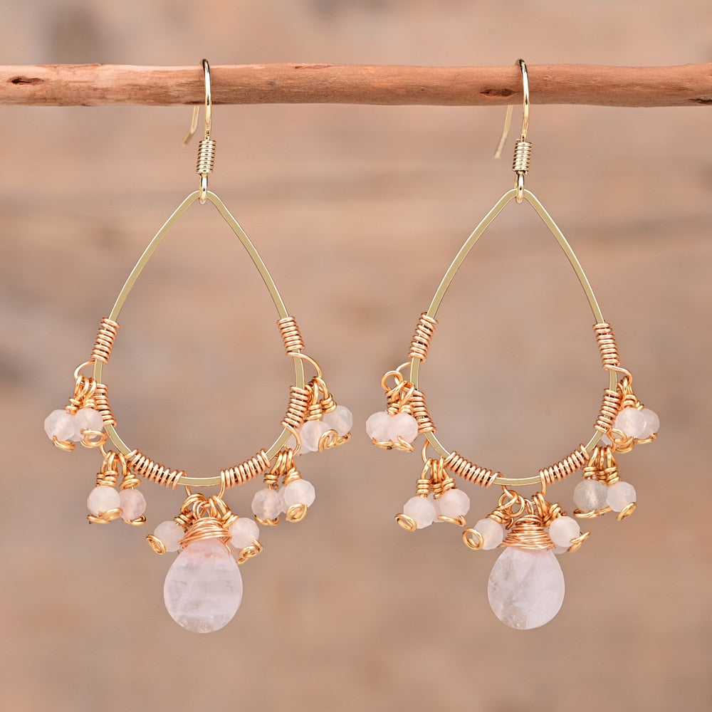Spirit Natural Stones Earrings - Earrings - Pretland | Spiritual Crystals & Jewelry