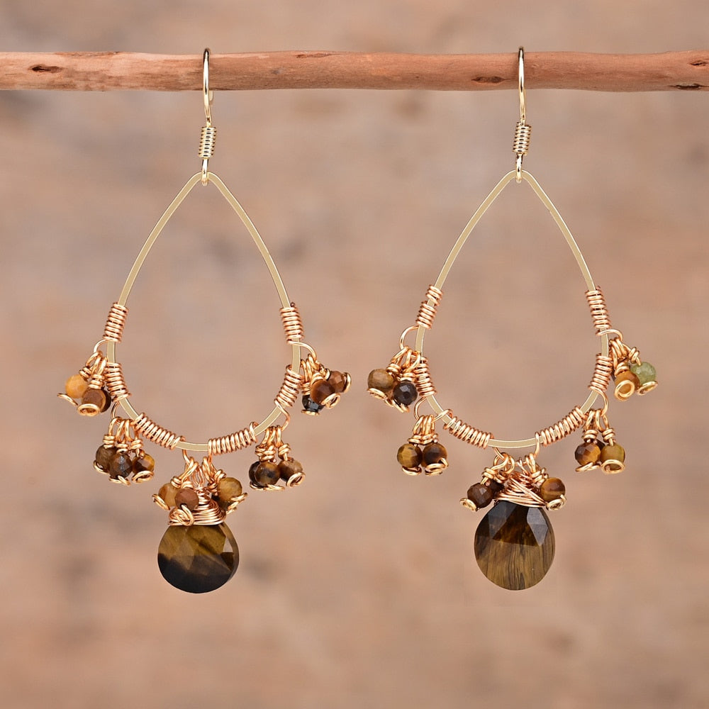 Spirit Natural Stones Earrings - Earrings - Pretland | Spiritual Crystals & Jewelry