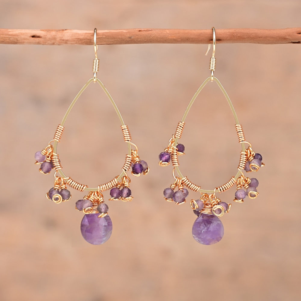Spirit Natural Stones Earrings - Earrings - Pretland | Spiritual Crystals & Jewelry