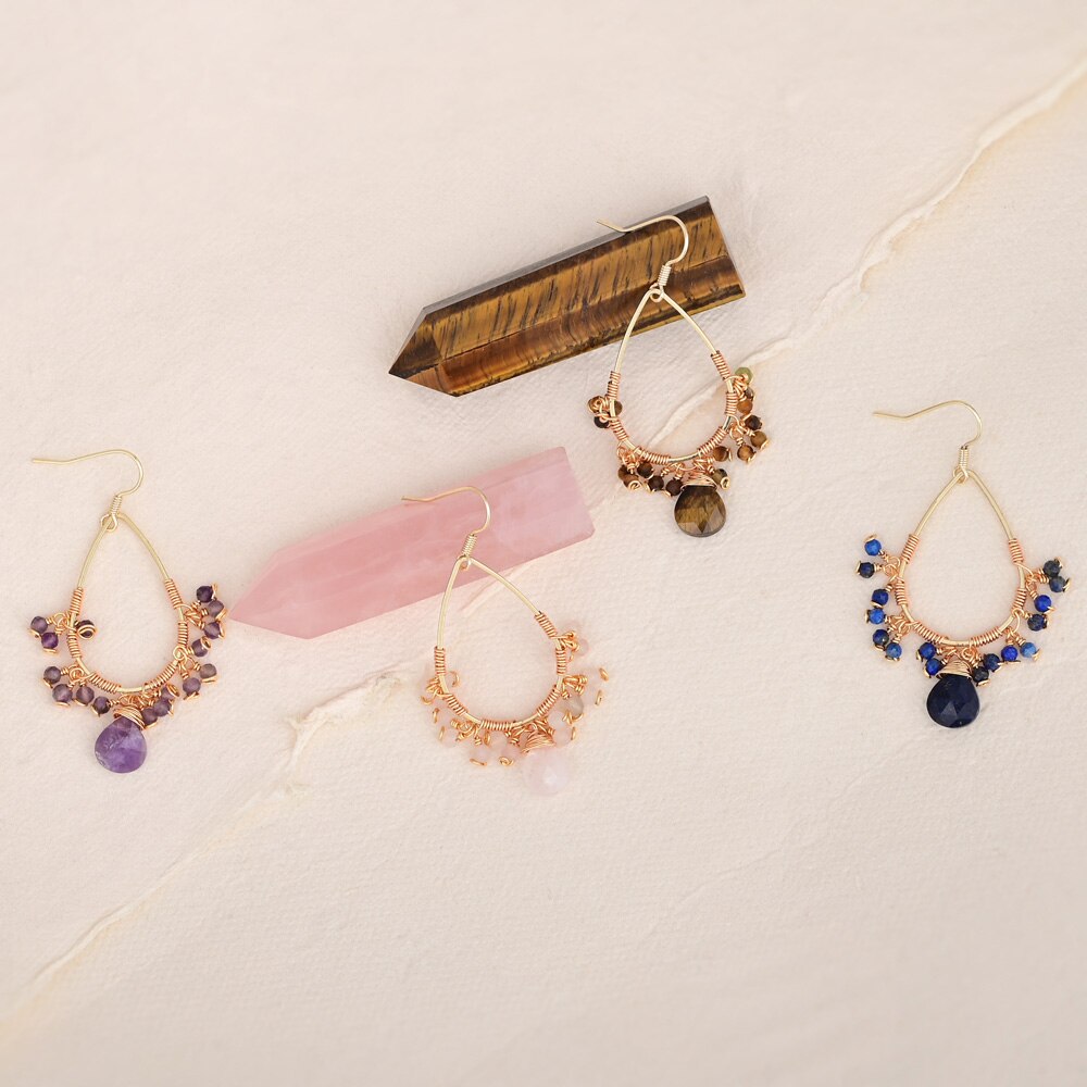 Spirit Natural Stones Earrings - Earrings - Pretland | Spiritual Crystals & Jewelry