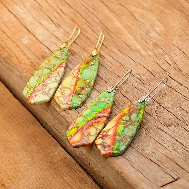 Evening Trumpet Emperor Stone Earrings - Drop Earrings - Pretland | Spiritual Crystals & Jewelry