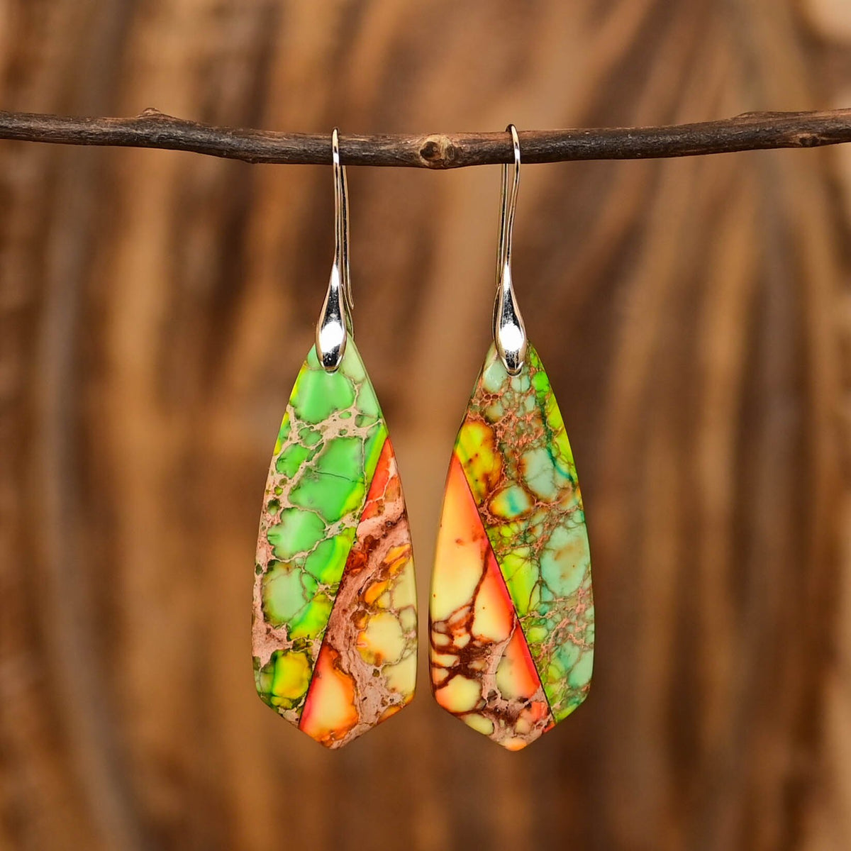 Evening Trumpet Emperor Stone Earrings - Drop Earrings - Pretland | Spiritual Crystals & Jewelry