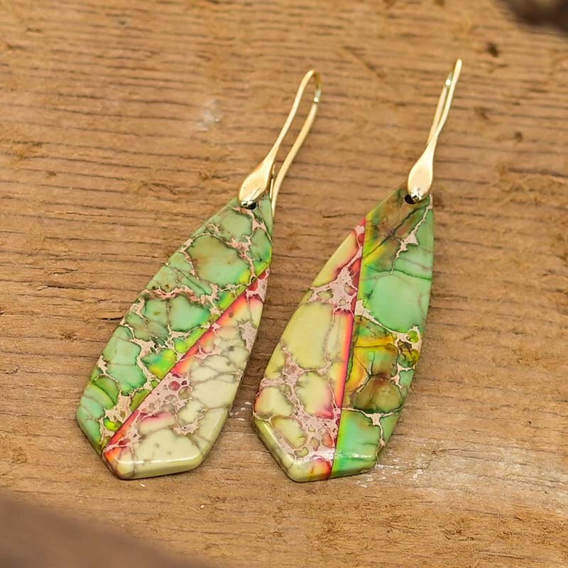 Evening Trumpet Emperor Stone Earrings - Drop Earrings - Pretland | Spiritual Crystals & Jewelry
