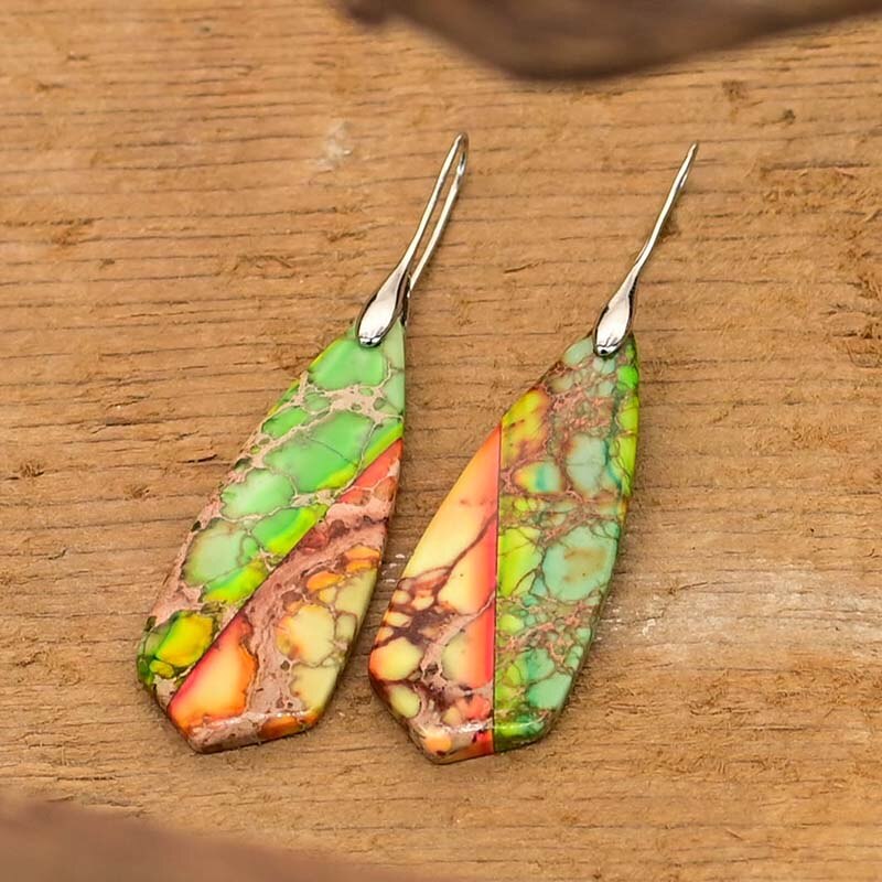 Evening Trumpet Emperor Stone Earrings - Drop Earrings - Pretland | Spiritual Crystals & Jewelry