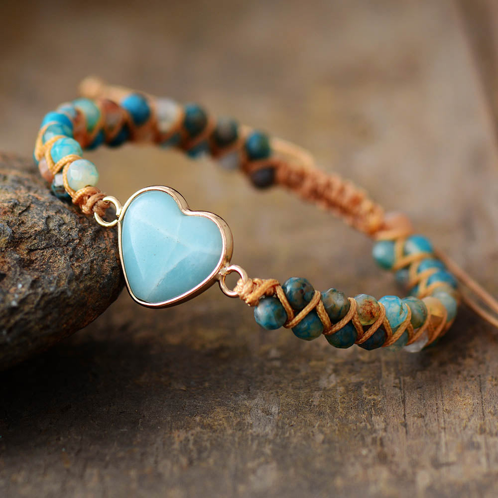 Spiritual Amazonite Heart Bracelet - Bracelets - Pretland | Spiritual Crystals & Jewelry