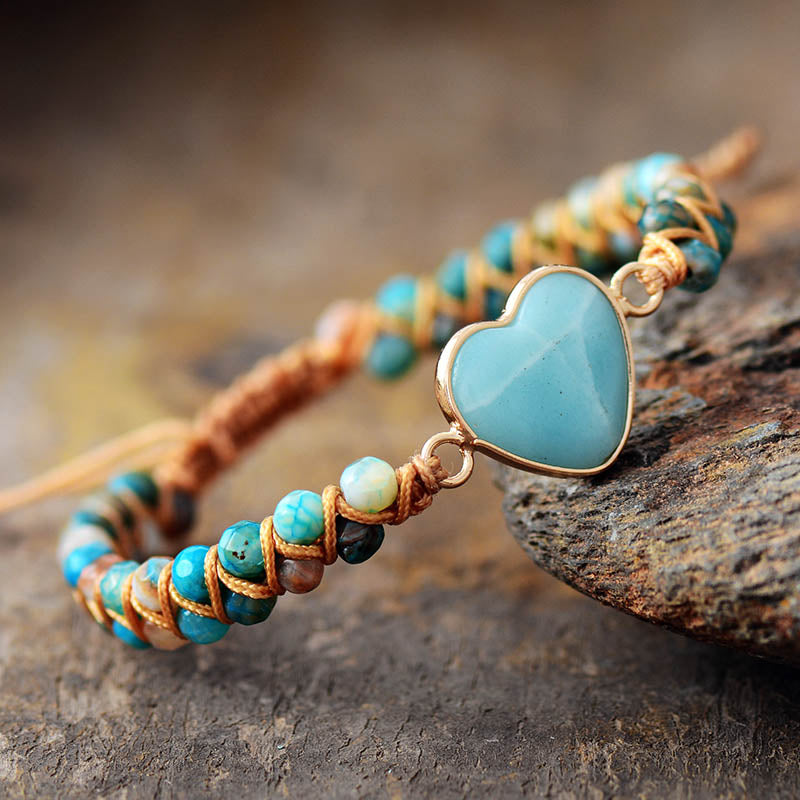 Spiritual Amazonite Heart Bracelet - Bracelets - Pretland | Spiritual Crystals & Jewelry