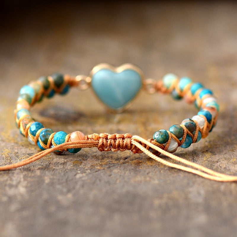 Spiritual Amazonite Heart Bracelet - Bracelets - Pretland | Spiritual Crystals & Jewelry