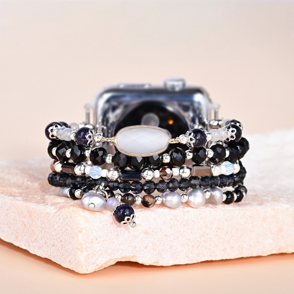 Classic Style Elastic Obsidian Watch Strap - Watch Straps - Pretland | Spiritual Crystals & Jewelry