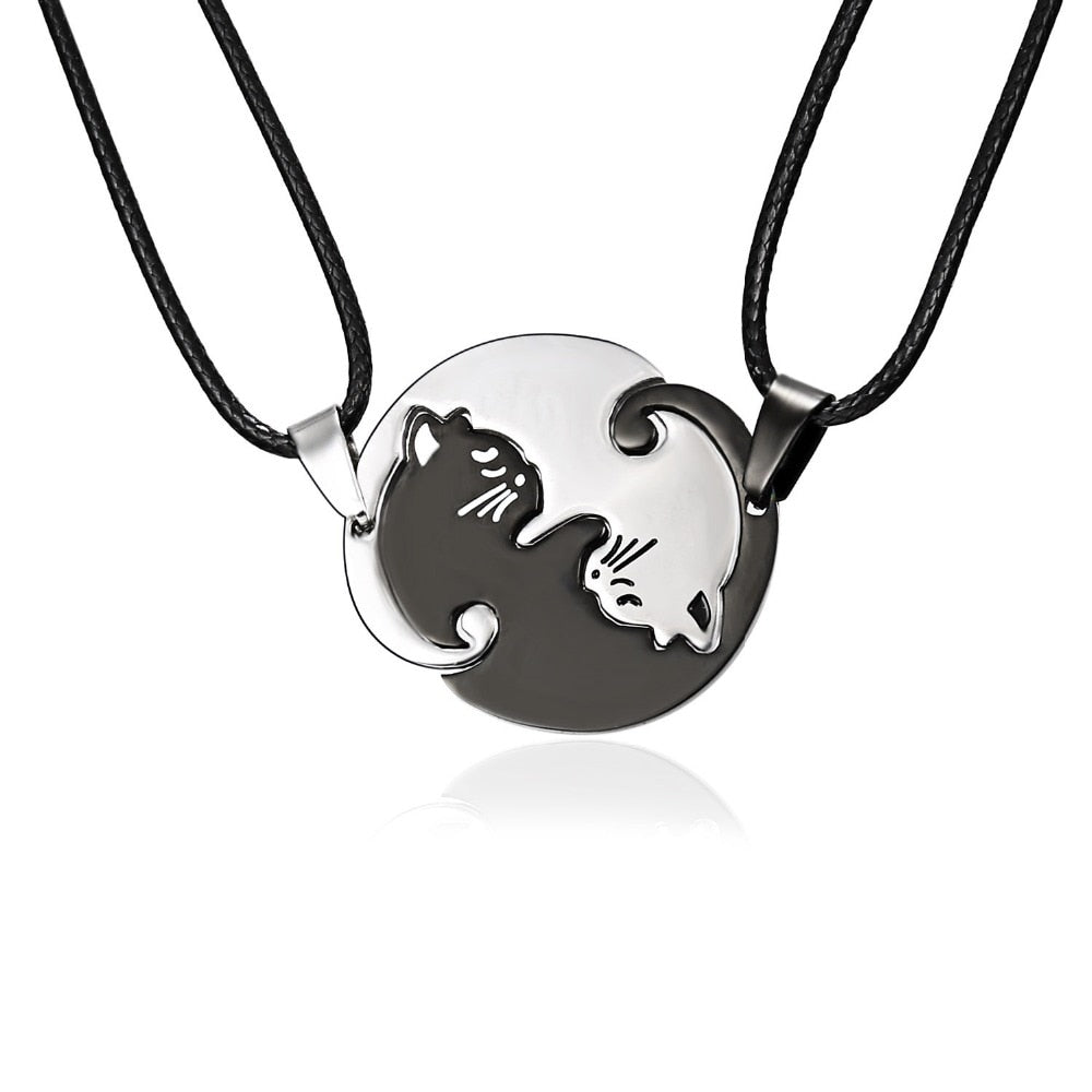 Yin Yang Cat Couple Necklace - Necklaces - Pretland | Spiritual Crystals & Jewelry