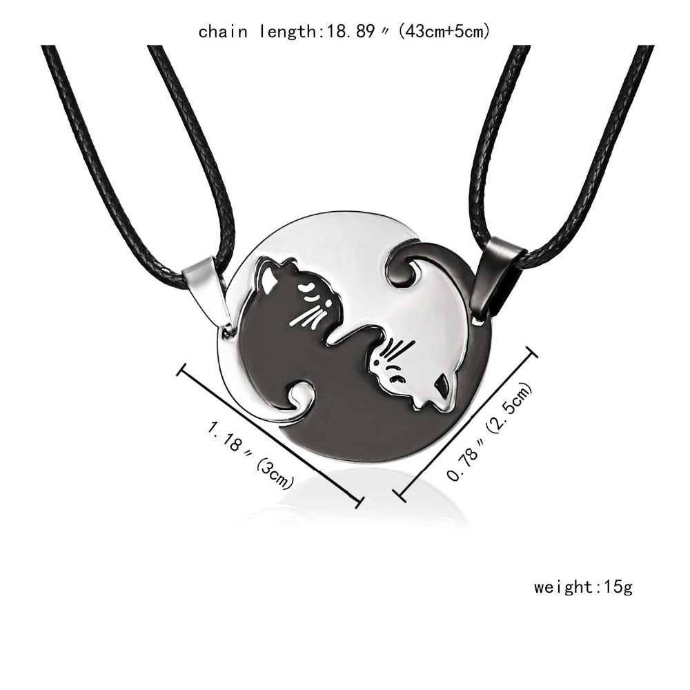 Yin Yang Cat Couple Necklace - Necklaces - Pretland | Spiritual Crystals & Jewelry