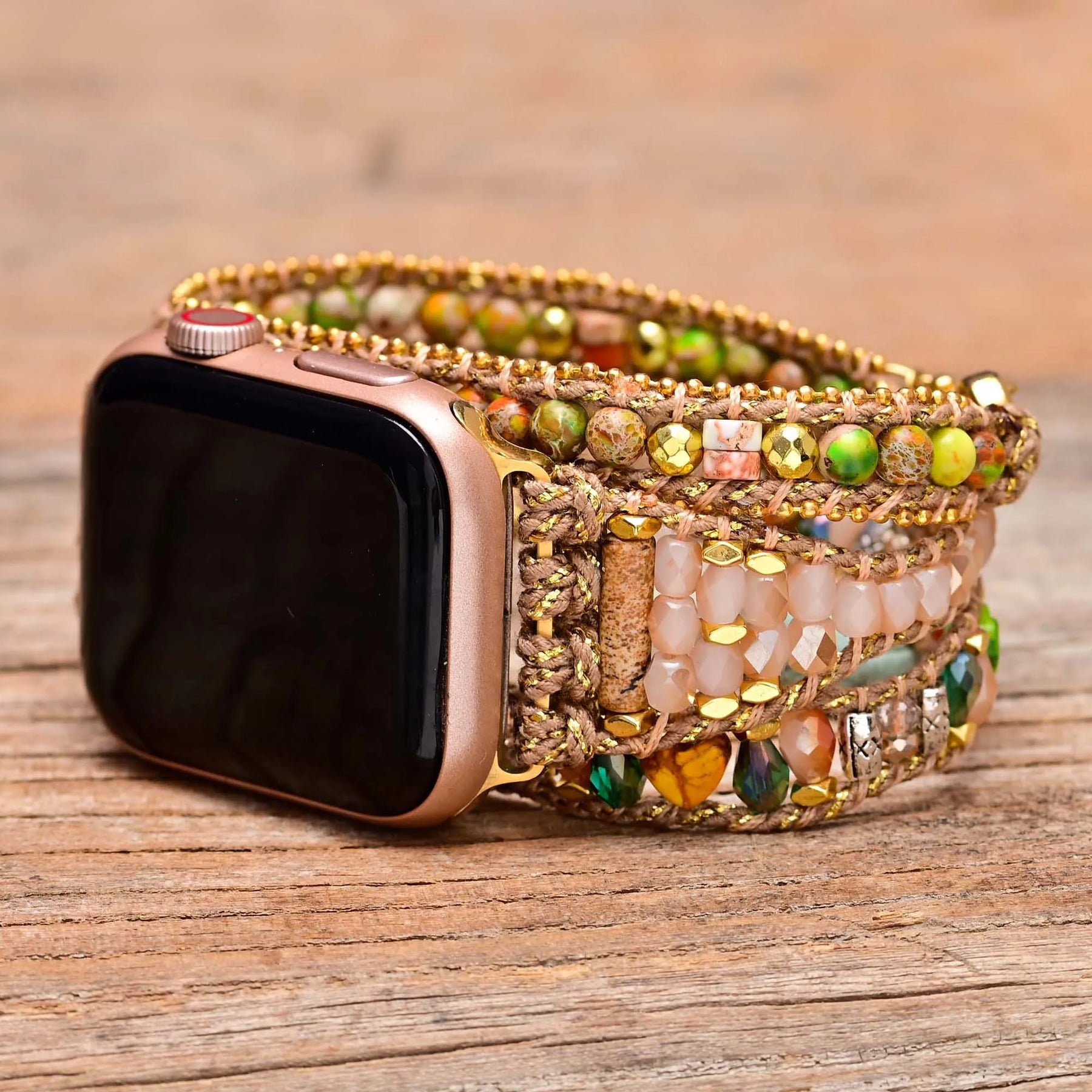 Creative Natural Rose Quartz Apple Watch Strap