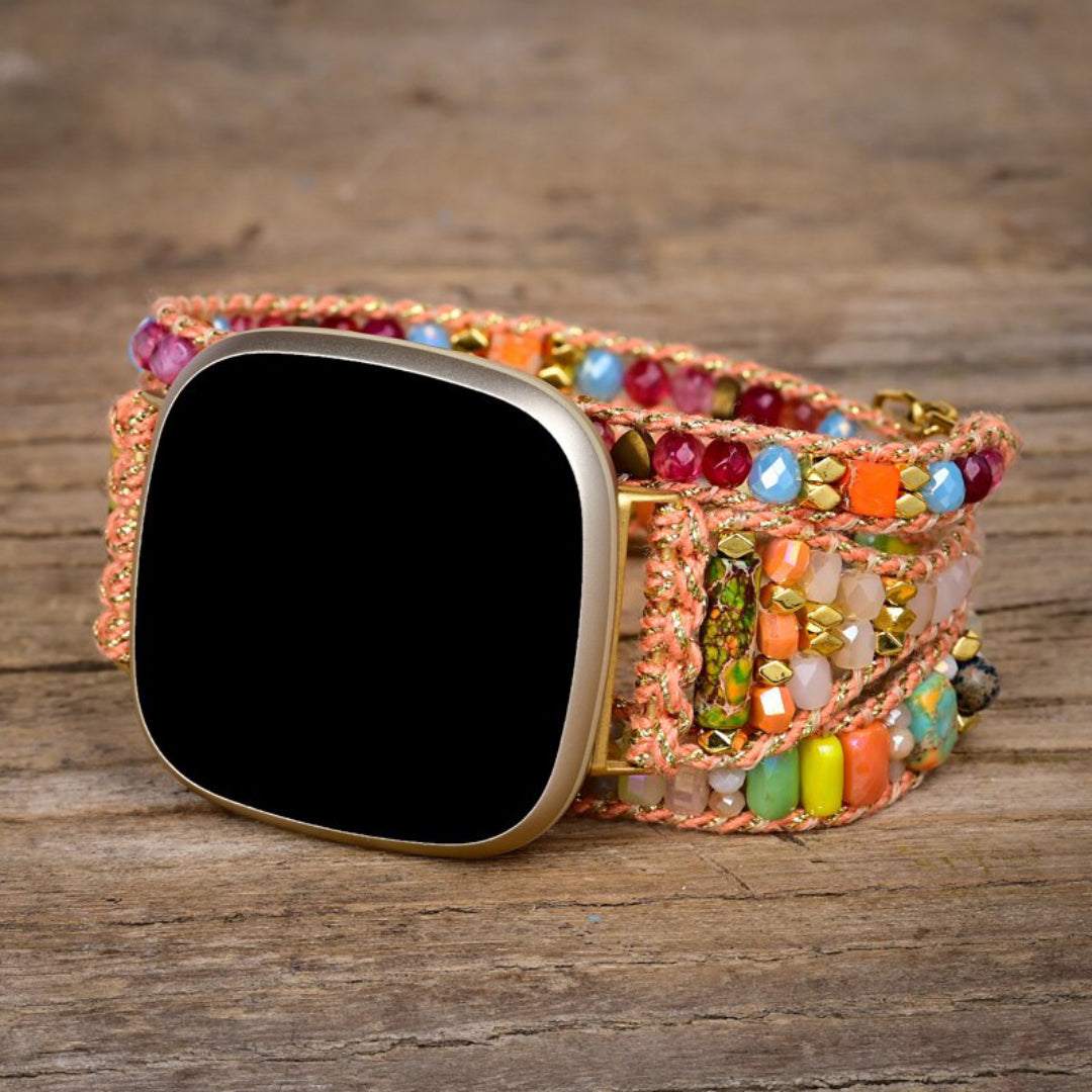 Boho Orange Hematite Stone Fitbit Watch Strap - Fitbit Watch Straps - Pretland | Spiritual Crystals & Jewelry