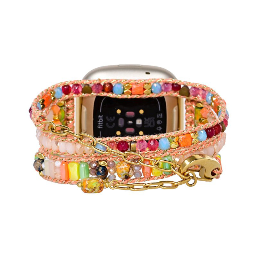 Boho Orange Hematite Stone Fitbit Watch Strap - Fitbit Watch Straps - Pretland | Spiritual Crystals & Jewelry