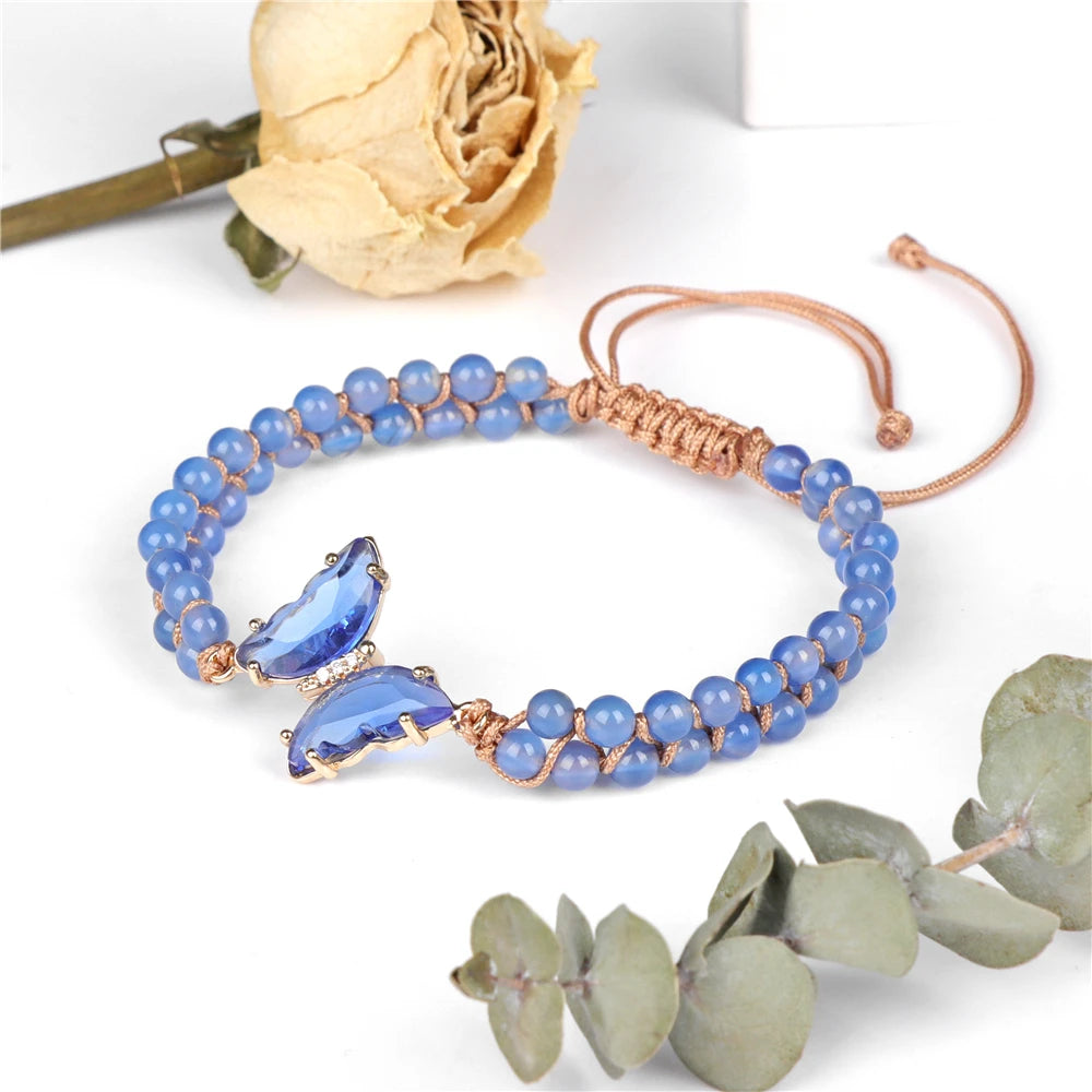 Chic Crystal Butterfly Braided Bracelet