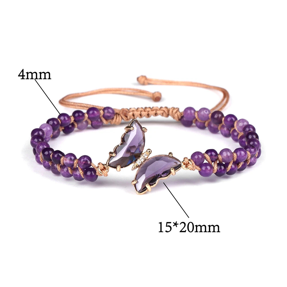 Chic Crystal Butterfly Braided Bracelet