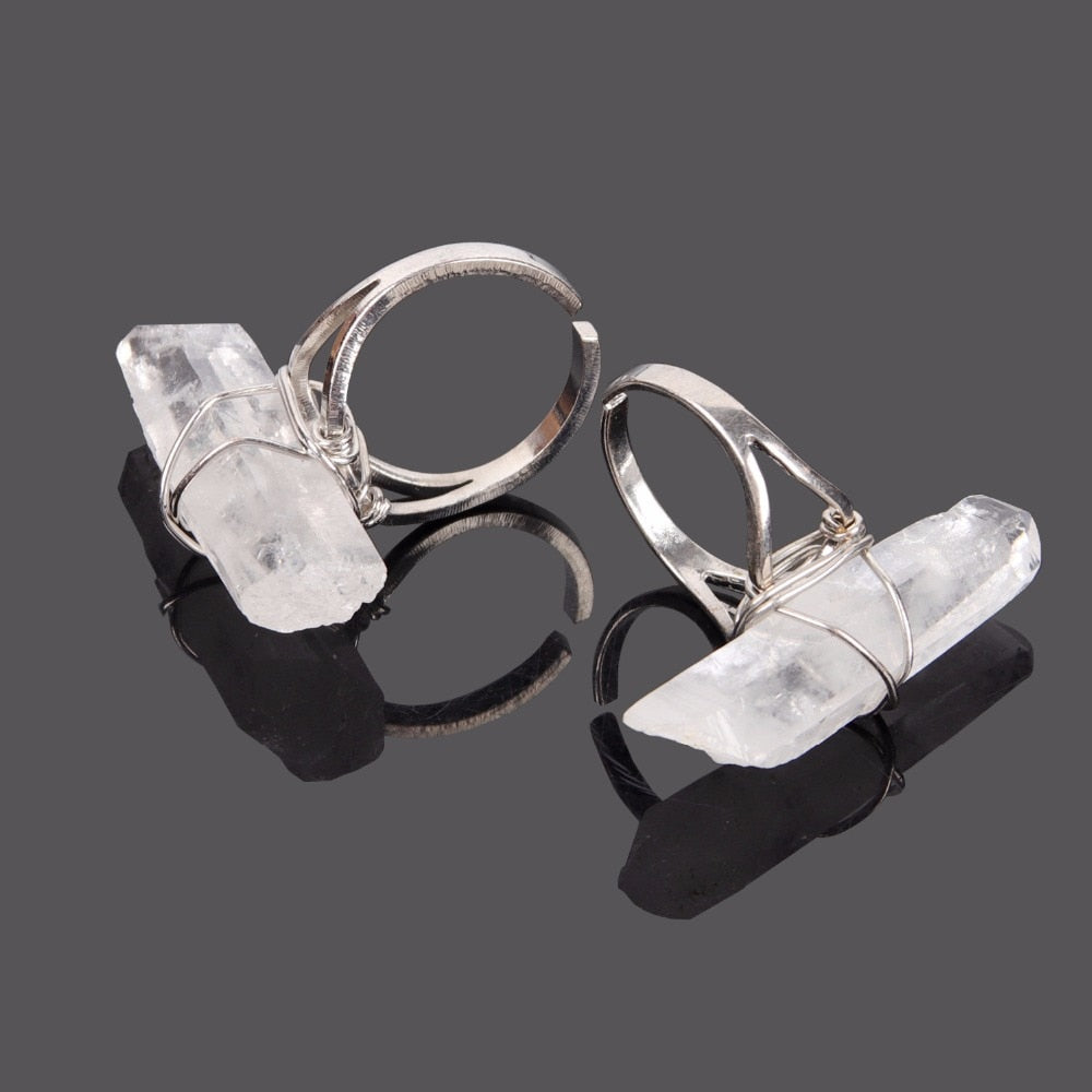 Spiritual Raw Clear Quartz Crystal Ring - Rings - Pretland | Spiritual Crystals & Jewelry