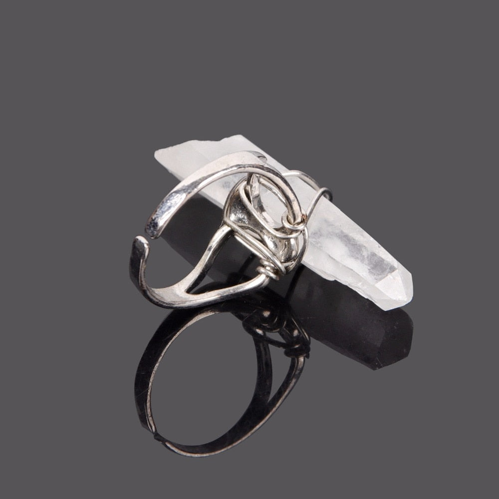 Spiritual Raw Clear Quartz Crystal Ring - Rings - Pretland | Spiritual Crystals & Jewelry