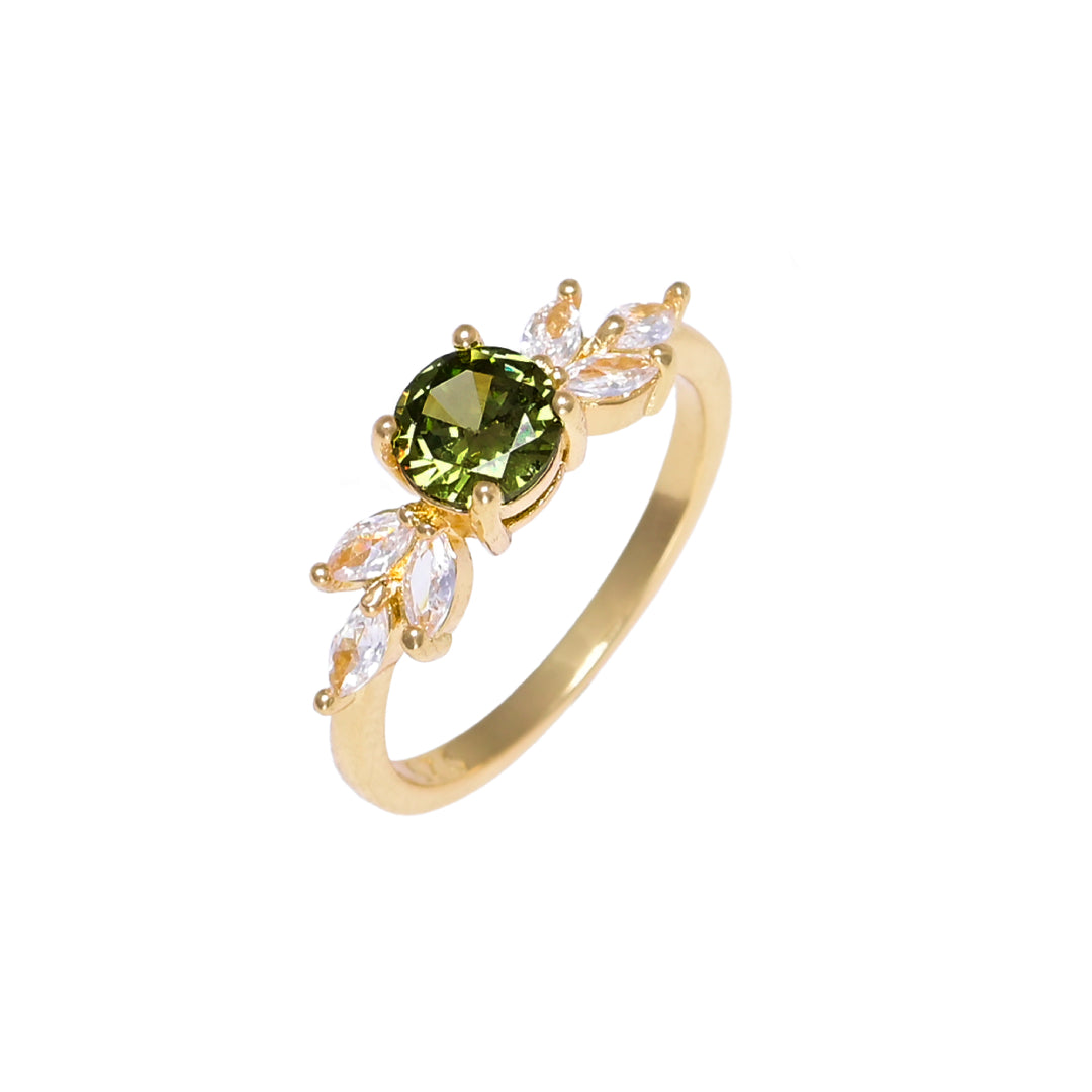 Enchanting White Green Zircon Ring - Rings - Pretland | Spiritual Crystals & Jewelry