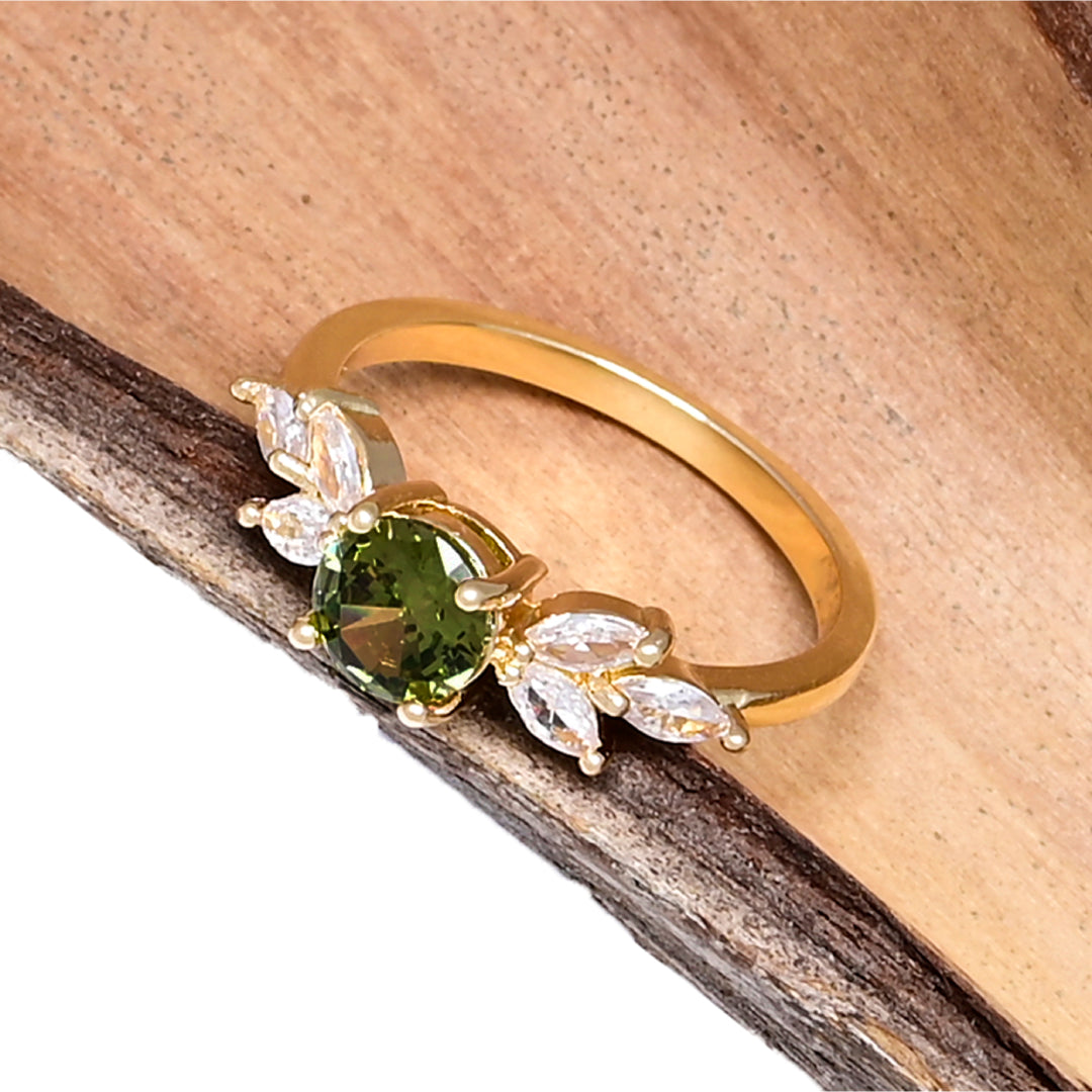 Enchanting White Green Zircon Ring - Rings - Pretland | Spiritual Crystals & Jewelry