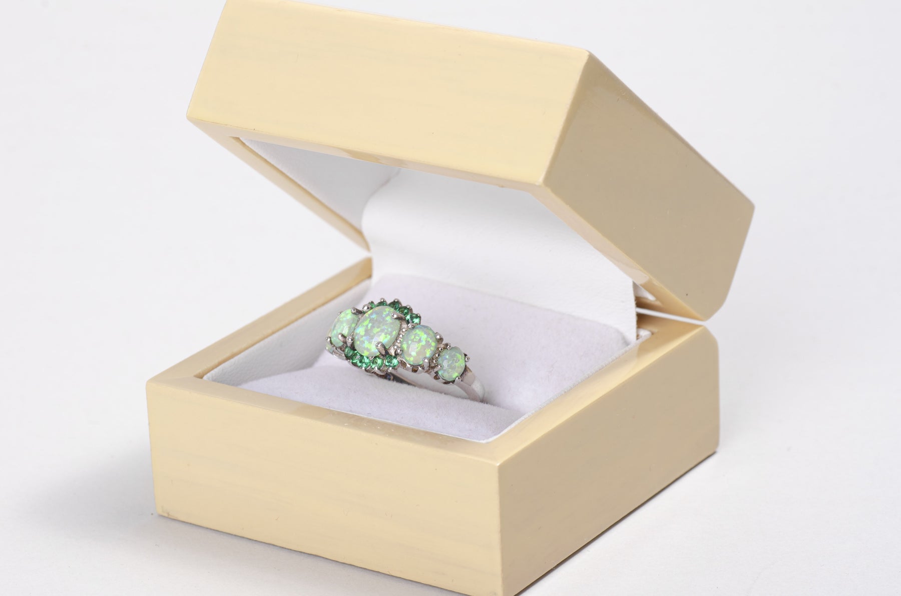 Green Opal Garnet Silver Ring - Rings - Pretland | Spiritual Crystals & Jewelry