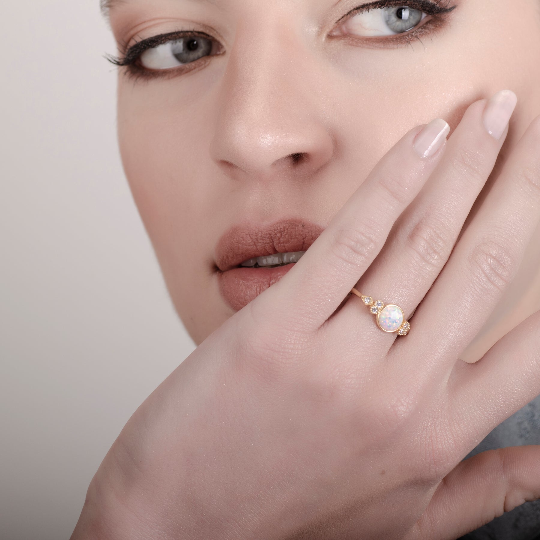 Eleanor White Opal 24K Gold Ring - Gold Vermeil Ring - Pretland | Spiritual Crystals & Jewelry
