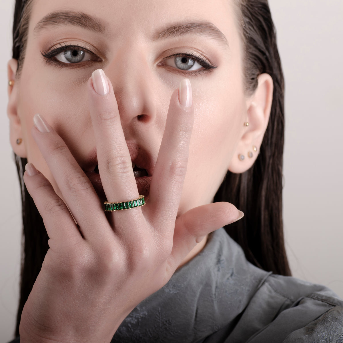 Helen Emerald 24K Gold Ring - Gold Vermeil Ring - Pretland | Spiritual Crystals & Jewelry