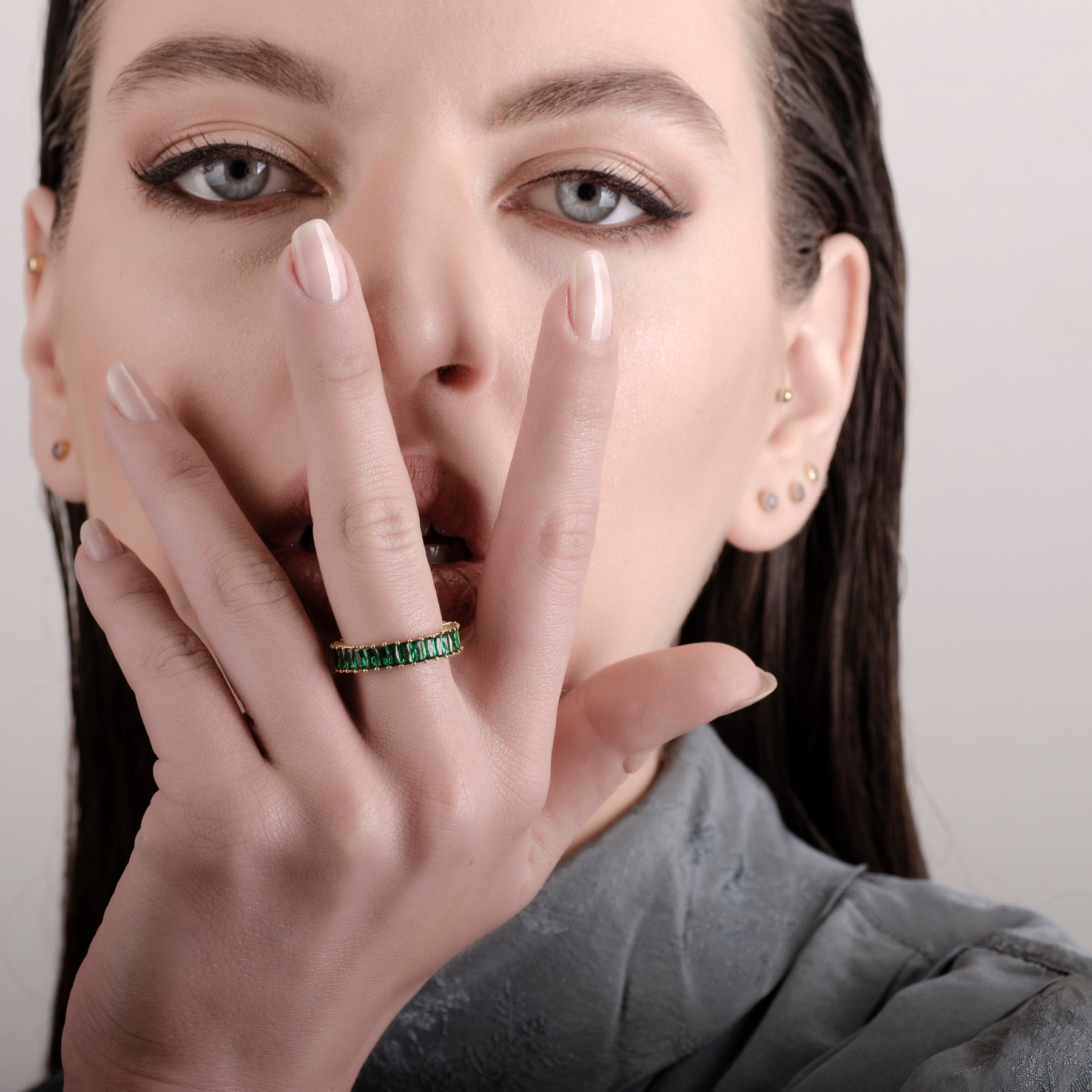 Helen Emerald 24K Gold Ring - Gold Vermeil Ring - Pretland | Spiritual Crystals & Jewelry
